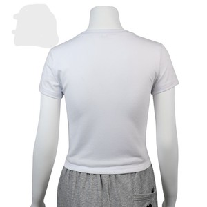 Camiseta OEM con logotipo personalizado para niña, Camiseta ajustada de algodón liso de verano, Camiseta corta recortada para mujer - Product Image 3