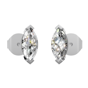 Classic VVS <b>Moissanite</b> Stud Marquise Cut <b>Earrings</b> 14K Solid Gold Rhodium Plated Anniversary Wedding Party Gift for Men Women - Product Image 1