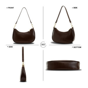 Sac à bandoulière/sac à main de luxe pour femme en cuir PU de qualité supérieure avec fermeture éclair, imperméable, motif uni - Product Image 5