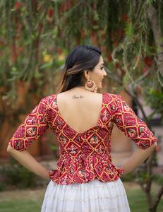 Conjunto de 2 piezas formado por falda y Top, para mujer, Georgette, lucknosi, espejo de papel, trabajo, dos piezas, fiesta, Club, ropa dividida - Product Image 5