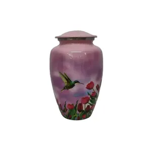 Nuevas urnas rojas de latón con urna de rosas plateadas para cenizas humanas, urnas de cremación de rosas rojas para entierro, urna conmemorativa moderna de latón disponible. - Product Image 5