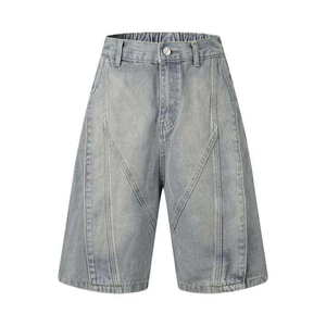 2025 Customized American Street Style Washed Distressed Splicing Loose <b>Baggy</b> <b>Shorts</b> Denim <b>Shorts</b> for <b>Men</b> - Product Image 4