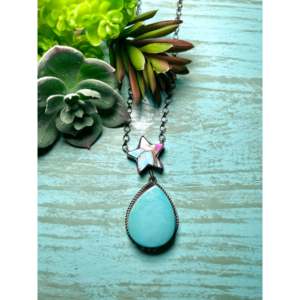 สร้อยคอเงินแท้หลายเส้นสีเทอร์ควอยซ์ลายดาว Tia Long - Product Image 1