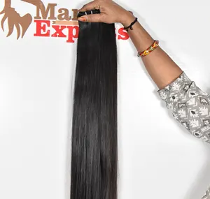 100% Natural Black Color Kinky Straight Silky Unprocessed Machine Double drawn Indian Temple Human Hair Extensions