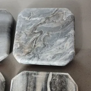 Juego de posavasos de mármol blanco de lujo, almohadillas de piedra hechas a mano para decoración de mesa de cocina, venta al por mayor personalizada - Product Image 1