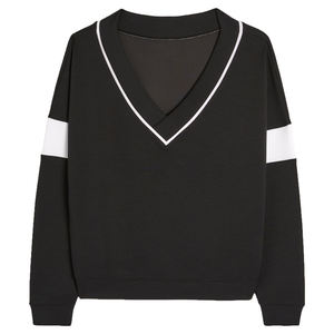 เสื้อสเวตเตอร์ขนแกะไซส์ใหญ่พิเศษสำหรับผู้หญิง, เสื้อมีฮู้ดสไตล์สตรีทแวร์เสื้อสเวตเตอร์คอวีเปิดไหล่ปล่อยชาย - Product Image 5