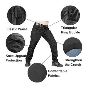 Pantalon cargo décontracté de haute qualité pour l'été, avec cordon de serrage, poches, tissu en toile, respirant, pantalon cargo lavé pour homme - Product Image 4
