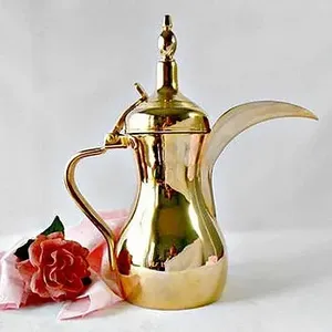 สไตล์อาหรับที่ดีที่สุดราคาขัดDallahหม้อกาแฟสําหรับเสิร์ฟกาแฟชานมDallahหม้อกล่องสีโลหะCLASSIC 100pcs