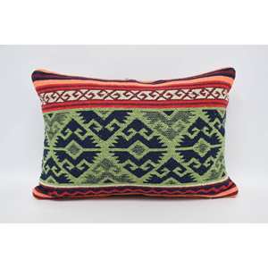 Almohada de lana geométrica de 16x24 pulgadas, cojín estampado Vintage verde de lujo, técnica tejida portátil para ropa de cama de sofá - Product Image 5