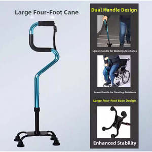 Bastón de apoyo para caminar de base ancha, ajustable, con cuatro patas, antideslizante, para asistencia en la movilidad y estabilidad. - Product Image 3
