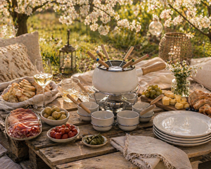 Set da Fonduta in Ceramica e Metallo Bianco 28 Pezzi, Accessori per Tavola, Uso per Feste e Raduni Informali, Convivio di Excelsa - Product Image 4