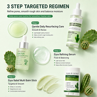 Ensemble de soins de la peau 3-en-1 personnalisé à la cactus pour affiner les pores (avec squalane et acide hyaluronique) Convient aux peaux sensibles