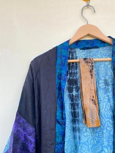 Seda Tie Dye Kimono Ropa de mujer Robe Maxi Dress Lounge Wear Seda Kimono Robe - Product Image 4