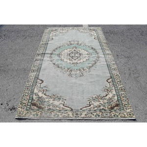 พรมวินเทจสไตล์ตุรกี ขนาด 4.8x7.5 ฟุต สีเบจ ทำจากขนสัตว์ - Product Image 1