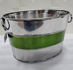 Enfriador de Vino y Tinas de Hielo de Acero Inoxidable Galvanizado, Multiusos, con Fondo Verde para Cerveza, Champaña y Alimentos - Product Image 2