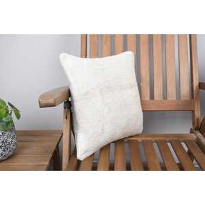 Rústico Primitivo 14x14 pulgadas Alfombra de lana beige con diseño de almohada de patrón vintage tejido - Product Image 2