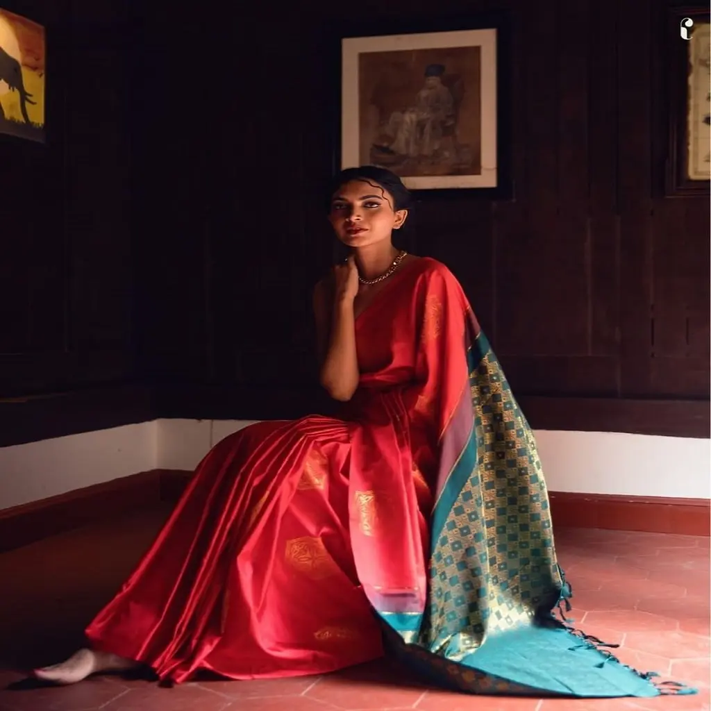 Wunderschönes Seidensaris für Damen mit ungestickter Bluse JarI Arbeit Druck Modell NS-2033 Kleidungstyp Sari / Shari