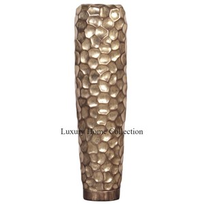 Jarrón de decoración de balcón de Metal personalizado al por mayor, diseño martillado, jarrón de suelo de forma grande fundido de aluminio, suministros decorativos para el hogar - Product Image 1