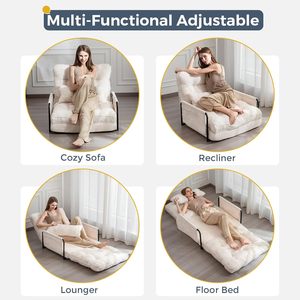 Sofá cama plegable de alta calidad de diseño moderno, silla de ocio cómoda, tela OEM ODM, marco de Metal para el hogar, sala de estar, apartamento - Product Image 4