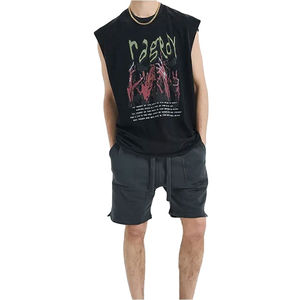 Vente en gros sans manches 100% coton Gilet solide vierge pour hommes Débardeur de fitness pour hommes Chemise de gymnastique d'entraînement Débardeur à impression numérique - Product Image 2