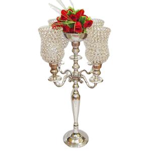Candelabro con 5 luces y cuenco para flores, chimenea de cristal de metal de alta calidad, aspecto clásico, vintage, 5 luces - Product Image 1