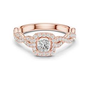 Bague de fiançailles en diamant de laboratoire taille coussin 0,858 CT avec halo, clarté VVS-VS EF, or 18 carats, 14 carats, 10 carats et argent 925 - Product Image 2