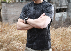 T-shirt respirant en tissu piqué pour hommes, col rond, camouflage tactique, séchage rapide, randonnée, chasse, entraînement - Product Image 3