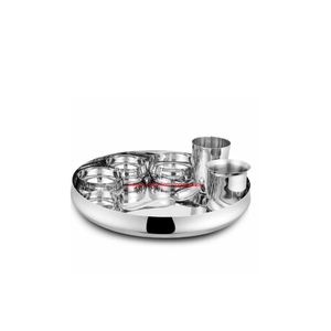 Premium Stainless Steel Thali <b>Set</b> 7 Piece <b>Mirror</b> Finish Round Dinnerware Modern Thali <b>Sets</b> For Home And Restaurant Use - Product Image 1