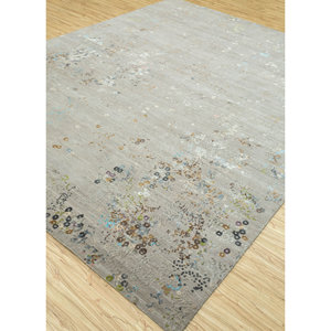 Alfombra Kavi Gris y Negra, Tejida a Mano con Lana, Bambú y Seda, Diseño Abstracto, Pelo Largo, para Decoración del Hogar, Sala de Estar, Pasillo, Modelo Srb(723) - Product Image 2