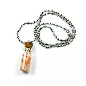 Conçu sur mesure 18 pouces Mini bouteille pendentif collier sel rose de l'Himalaya sculpté Unique amour Style artisanat naturel de haute qualité réel - Product Image 2