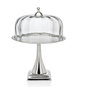 Hammered Design Metal <b>Cake</b> <b>Server</b> Stand In Nickel Finished Set Of Two In Different Shapes For Party Celebration Accessories - Product Image 5