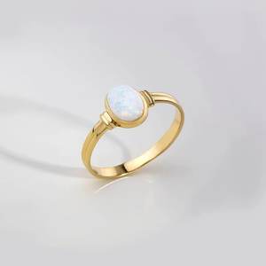 Anillo romántico clásico de Plata de Ley 925 con relleno de oro para mujer, Ópalo simulado de corte ovalado para bodas, compromiso, fiestas de aniversario - Product Image 1