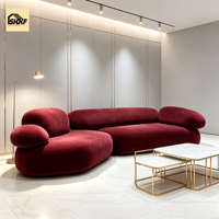 Ensemble de canapés modulaires incurvés en bouclette personnalisés, design Pebble, dossier coussin, sans accoudoirs, pour salon, villa, hôtel, zone de réception
