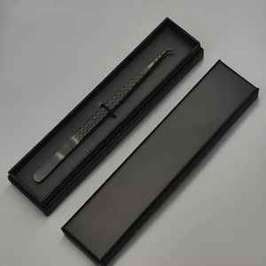 Pinzas de pestañas negras profesionales de alta precisión Pinzas de extensión de pestañas de acero inoxidable sostenibles Punta suave duradera 10mm - Product Image 5