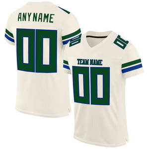 Custom White Blue Green Football Jersey Personalized Name Number Breathable <b>Mesh</b> <b>Short</b> UV Protection 100% Polyester Team Uniform - Product Image 1