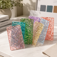 Feuille acrylique personnalisée avec confettis et paillettes, panneau PMMA incrusté de flocons colorés pour porte-clés, présentoirs et produits de fabrication artisanale
