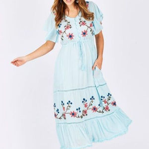 Dernière robe longue et élégante de luxe pour femmes avec volant, manches courtes, taille naturelle tissée écologique - Product Image 4