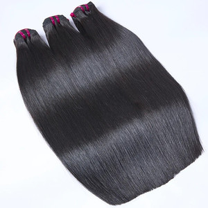 Extensiones de Cabello Virgen Camboyano Liso y Rizado Jerry de 22 Pulgadas, Color 1B, Longitudes Estiradas de 8 a 28 Pulgadas, Tejido Doble a Máquina con Puntas Completas - Product Image 1