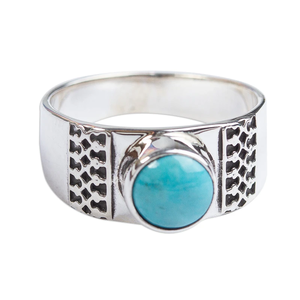 Elegant Turquoise Sterling Silver <b>Wrap</b> Ring Handmade Romantic Fancy Jewelry As a Unique Christian <b>Gift</b> for Her Parties - Product Image 1