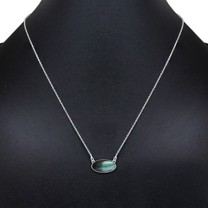 Collier pendentif en labradorite naturelle le plus vendu, argent sterling 925, ovale 8x16mm, fait main, bijoux délicats et minimalistes, cadeau pour femme - Product Image 3