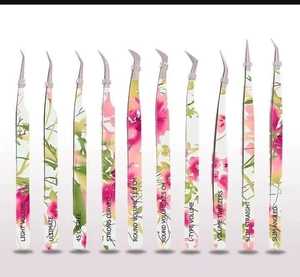 Pinzas para Extensión de Pestañas Antiestáticas y Duraderas Personalizadas, Puntas de Fibra Serradas, Agarre Cómodo, 10 mm de Longitud para Extensiones de Pestañas 45/90 - Product Image 1