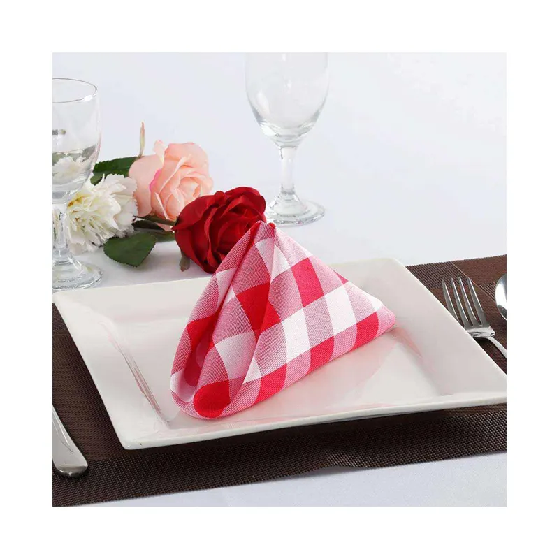 Classic Table Black And White Plaid Dinner Cotton place mats White Cloth Wedding Napkins