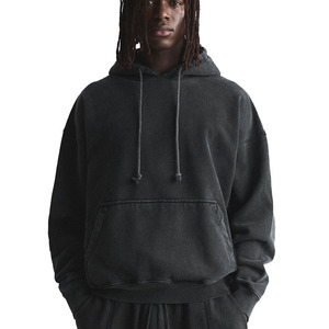 Sweat à capuche surdimensionné d'hiver en coton lourd 400 GSM pour hommes, pull vintage lavé, sans ficelle, approvisionnement en gros - Product Image 2