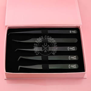 Hot Arrival 45 Degree Rose Gold Eyelash Extension Tweezers Diamond Grip Russian Volume Lash Application <b>Tool</b> - Product Image 1