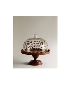 Elegant <b>wooden</b> <b>cake</b> <b>stand</b> for formal dessert displays featuring handcrafted base and wide platform for <b>cakes</b> and sweets - Product Image 2