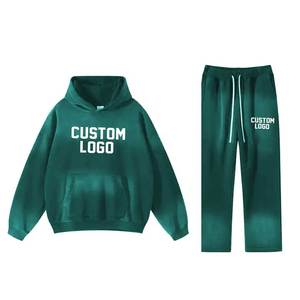 Survêtement délavé à l'acide du meilleur fabricant pour hommes, combinaison de jogging à capuche avec patchs brodés, prix bon marché avec logo solide d'hiver direct d'usine - Product Image 6