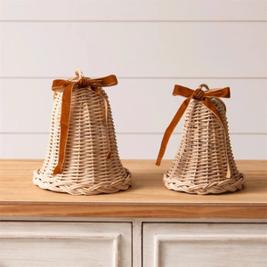Campana decorativa de ratán natural, adorno navideño tejido de mimbre, decoración colgante de Navidad, artículo de temporada navideño - Product Image 1