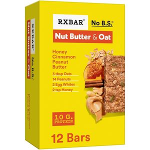 Barres protéinées RXBAR au beurre de noix et aux protéines d'avoine, collations protéinées, barres de collation, beurre de cacahuète au miel et à la cannelle, boîte de 23,2 oz (12 unités) - Product Image 1