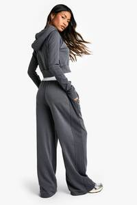 Ensemble de survêtement en molleton gaufré respirant à fermeture éclair pour femme, prix d'usine, charbon de bois, décontracté, hiver, 2 pièces, sweat-shirt et pantalon de survêtement - Product Image 2