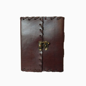 A3 Handmade Genuine Brown Leather Wrap Journal Printed Unlined Pages Antique <b>Lock</b> Closure Writing Sketching Travel <b>Diary</b> - Product Image 1
